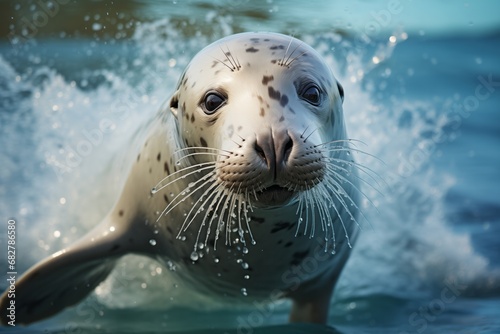 Seal in the sea. This is a 3d render illustration © Kristina
