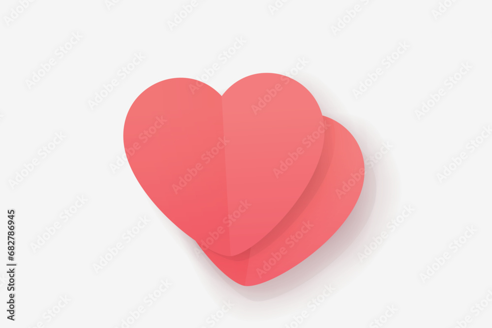couple red paper hearts on white back