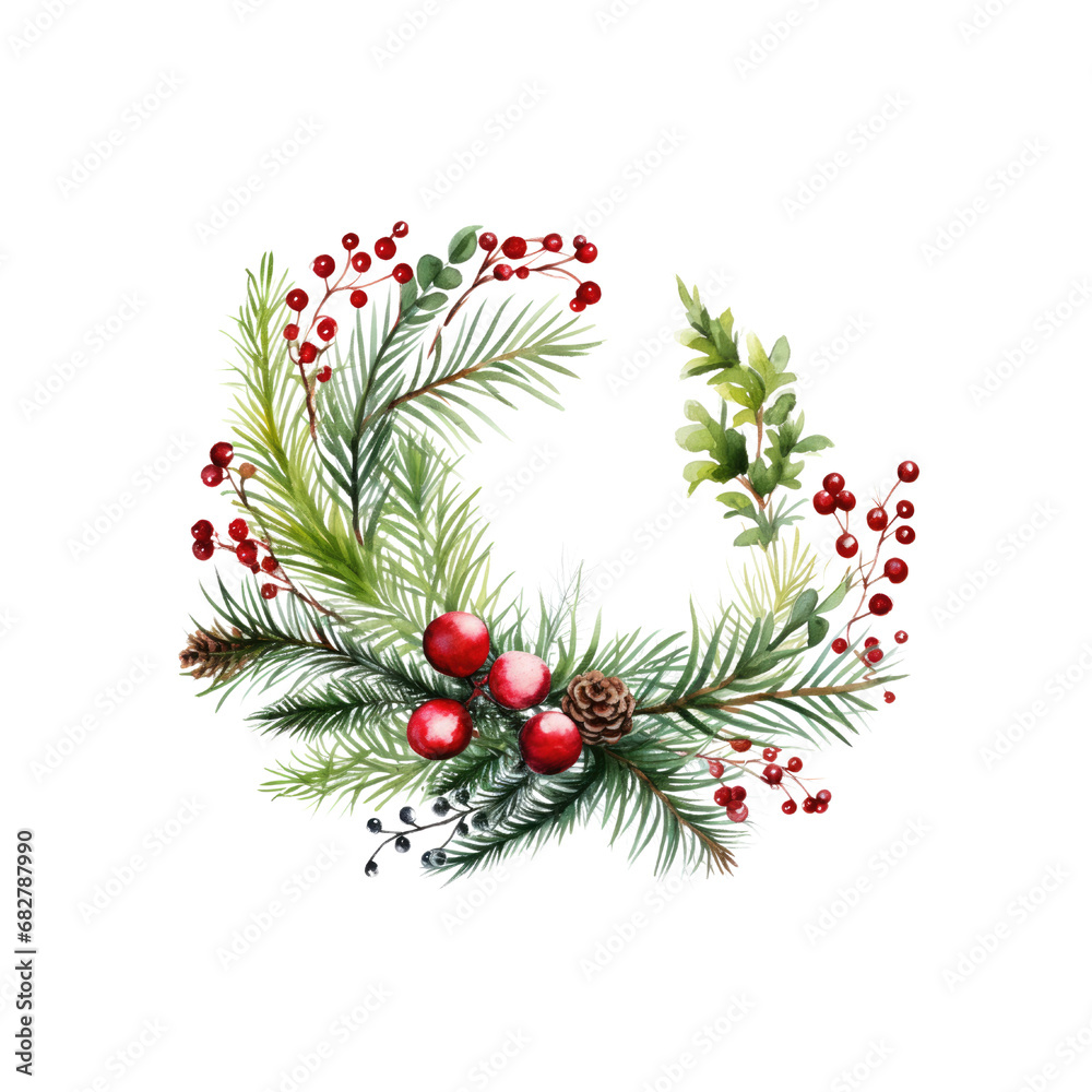 Christmas Watercolor Clipart - Fir branches and red berries New Year invite card - Winter Set - Christmas Tree - Christmas border Christmas Watercolor Clipart - Fir branches and red berries New Year invite card - Winter Set - Christmas Tree - Christmas border