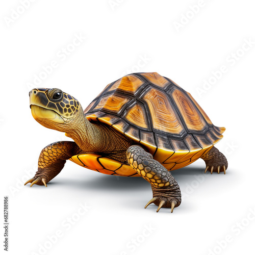 Cute baby turtle isolated on white background