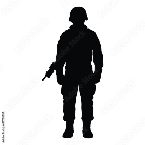 Military Soldier Silhouette on White