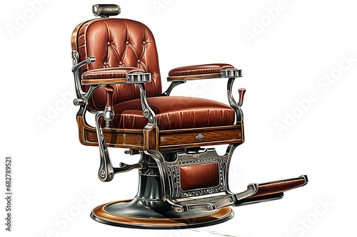 Old Vintage barber chair isolated on a Transparent background. Generative AI photo