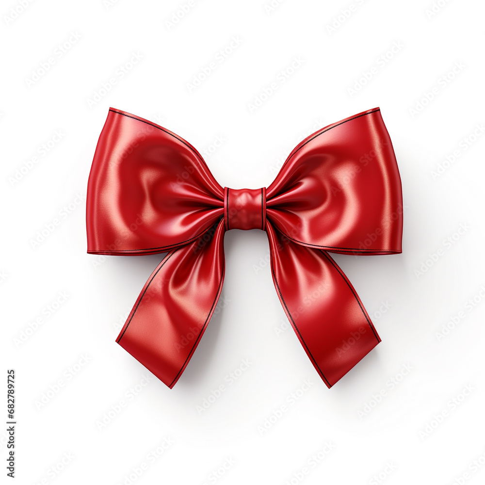 Elegant red ribbon and bow isolated on white background