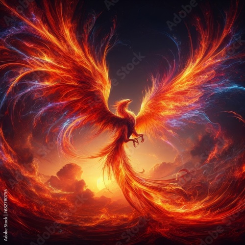 fire phoenix in the sky