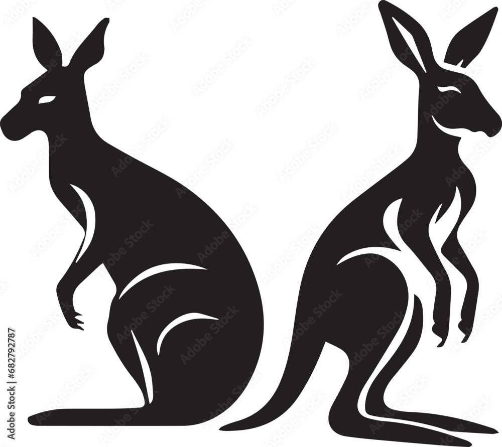 Obraz premium Kangaroo Animal Silhouette vector illustration