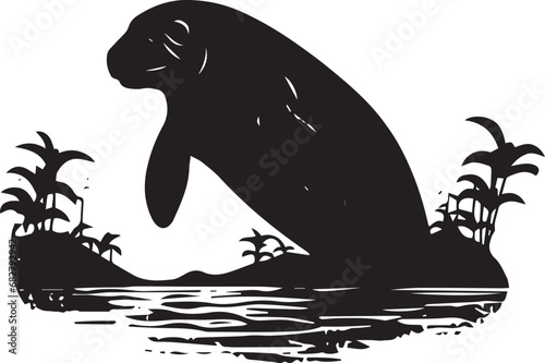 Silhouette Jumping Dolphin Fish vector illustration