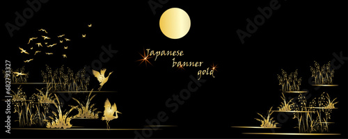 Japanese style Hand drawn vector . Line art style design. Concept traditional Asian holiday card.