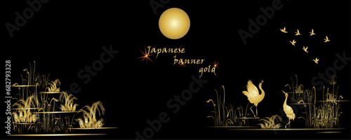 Japanese style Hand drawn vector . Line art style design. Concept traditional Asian holiday card.