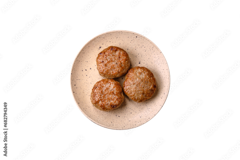 Delicious fresh fried minced fish cutlets with spices and herbs Delicious fresh fried minced fish cutlets with spices and herbs