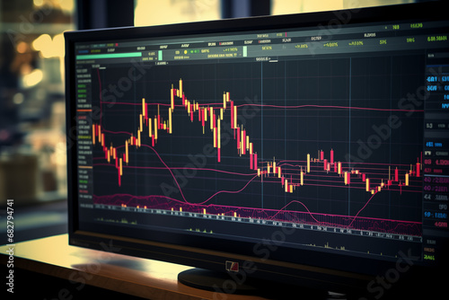 Stock market curve on screen. Investing in the stock market. Sotck exchange. © My Beautiful Picture