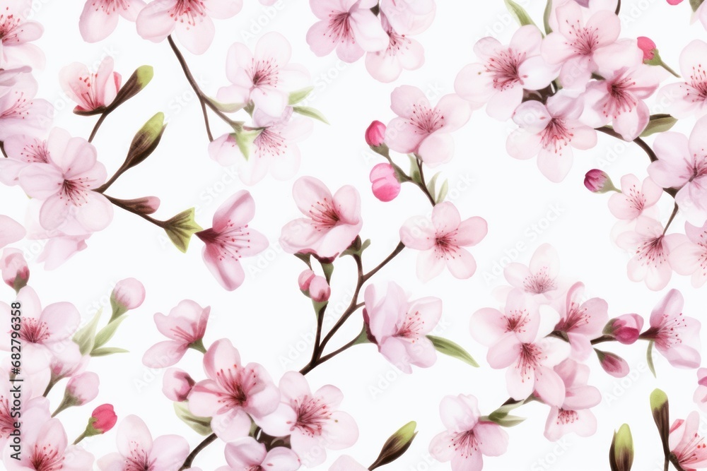 Fototapeta Floral pattern with small pink flowers. Watercolor style