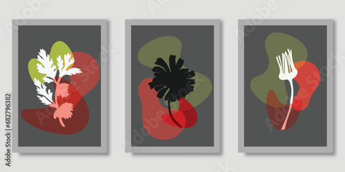 Vector minimalistic cards with plant parts