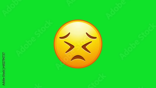 Confused emoji. Nonplussed emoticon with frowned lips Animated Emoji. Alpha channel, transparent background. 4K resolution loop animation.