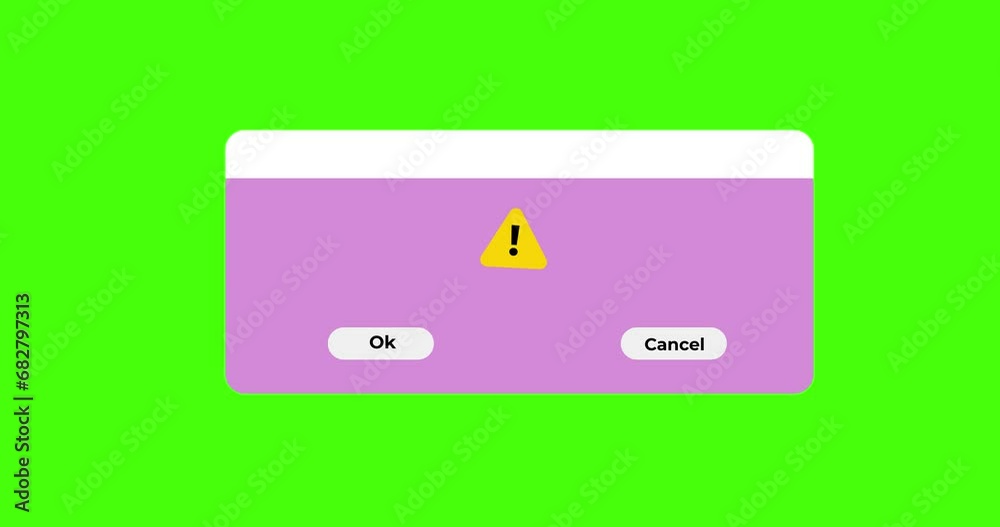 4k computer program system error warning massage or notification on green screen 4k computer program system error warning massage or notification on green screen