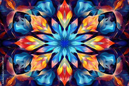 Kaleidoscope Abstract Pattern in Multicolor Tones