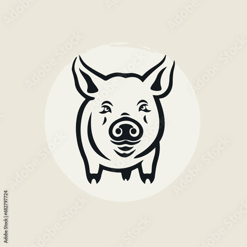 Pig in cartoon, doodle style. Isolated 2d vector illustration in logo, icon style, Eps 10. AI Generative