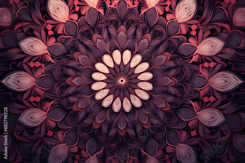 Abstract Wallpaper Featuring a Symmetrical Kaleidoscope of Feminine Purple Colors