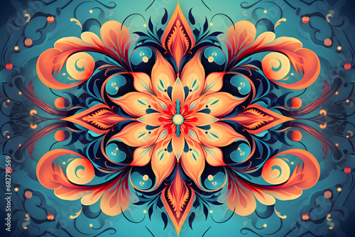 Abstract Wallpaper Featuring a Flower-like Mandala in the Center