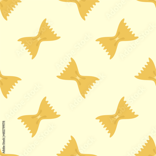 Vector bow tie pasta background. Farfalle. Italian cuisine seamless pasta pattern