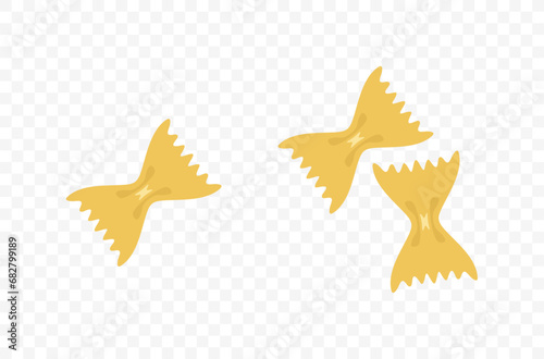 Vector bow tie pasta illustration. Farfalle. Italian cuisine cartoon flat icon