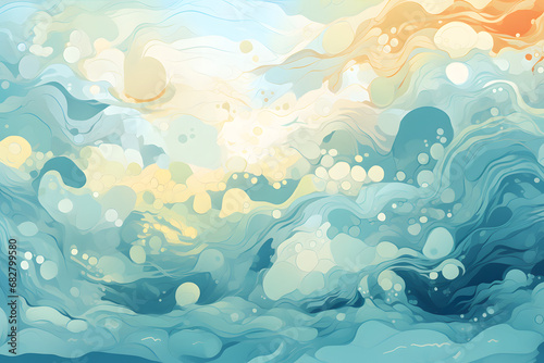 Abstract Wallpaper with Underwater Scenery Made of Fluid Shapes