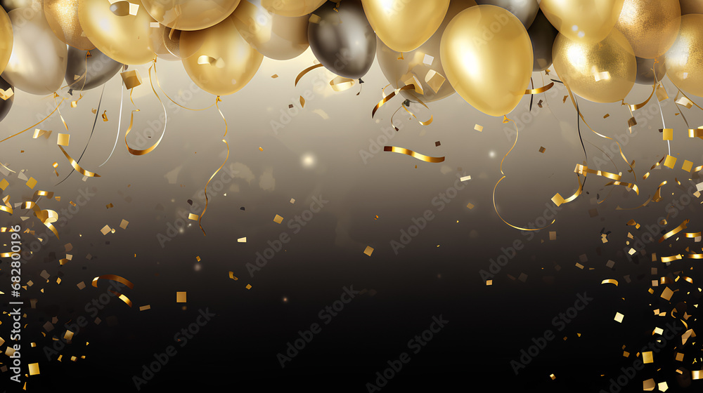 3D golden balloon design background beautiful illustration banner template vector