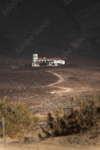 Front View of a House on the Foot of a Mountain. Villa Winter, Jandia, Canary Island, Spain