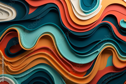 Abstract Wallpaper with Layers of Colored Paper Like Material