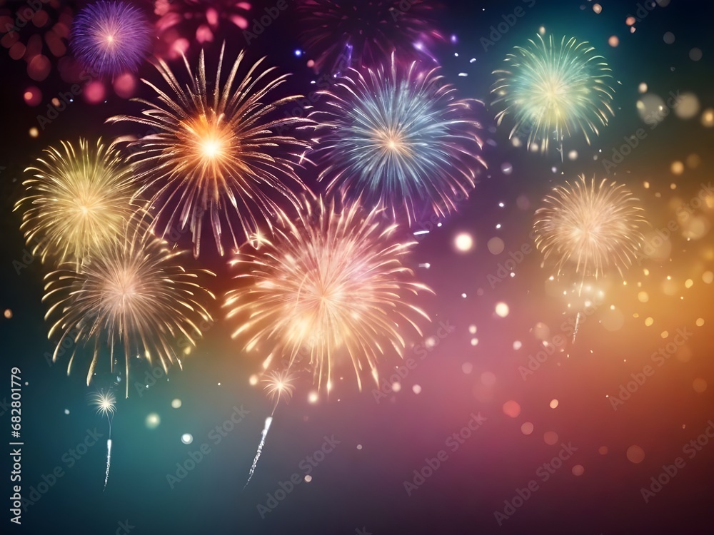 Naklejka premium fireworks in the new year night 