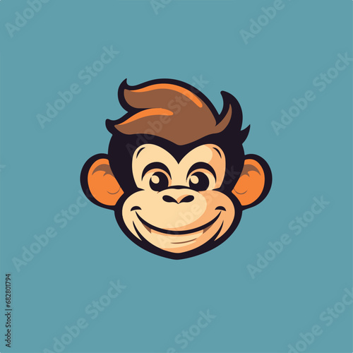 Monkey face in cartoon  doodle style. Isolated 2d vector illustration in logo  icon style  Eps 10. AI Generative