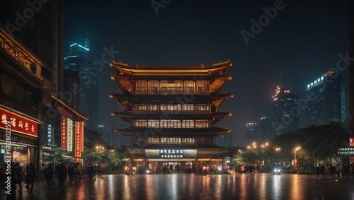 city at night architecture, china, temple, night, asia, building, city, ancient, landmark, tower, beijing, palace, 