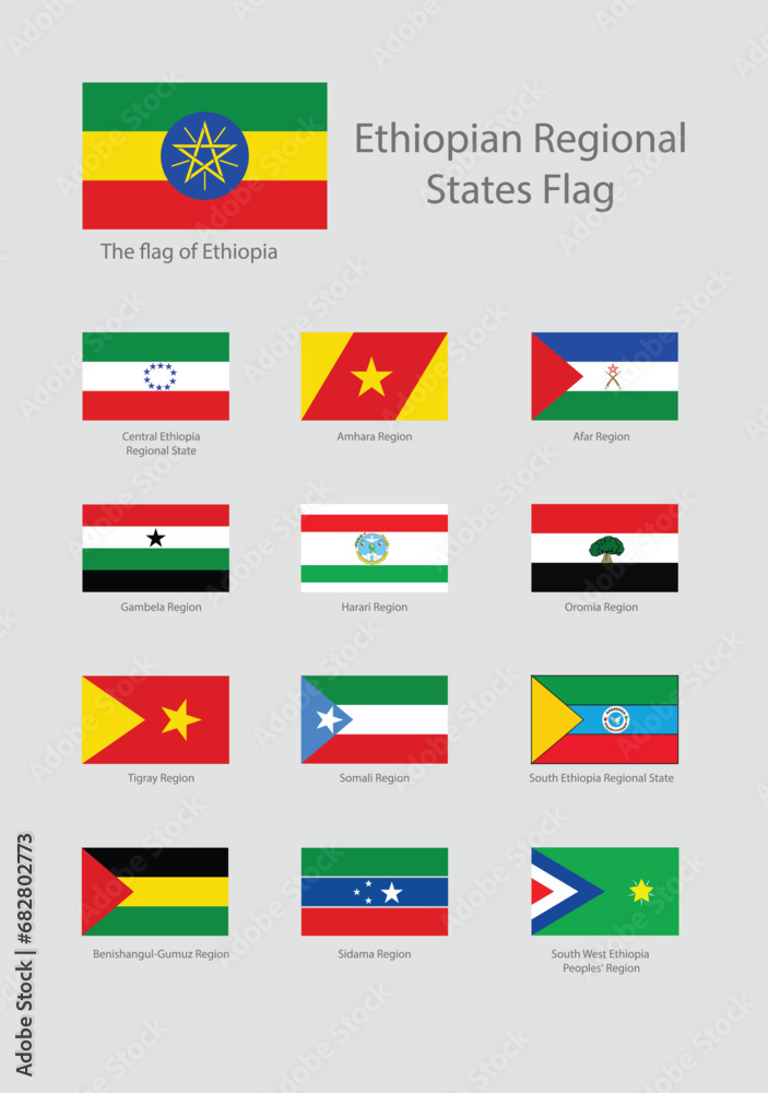 flags of Ethiopian Regional States. flags of Ethiopian Nation and ...