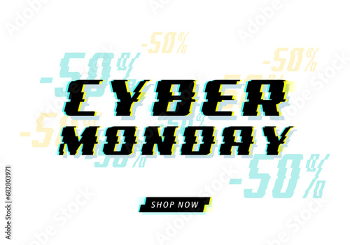 Cyber Monday sale horizontal card template for business promotion