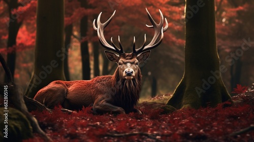 Solitary Deer in Autumn Forest generated by AI tool