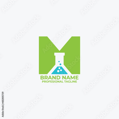 Letter M with Lab Logo minimalist style Vector © teras