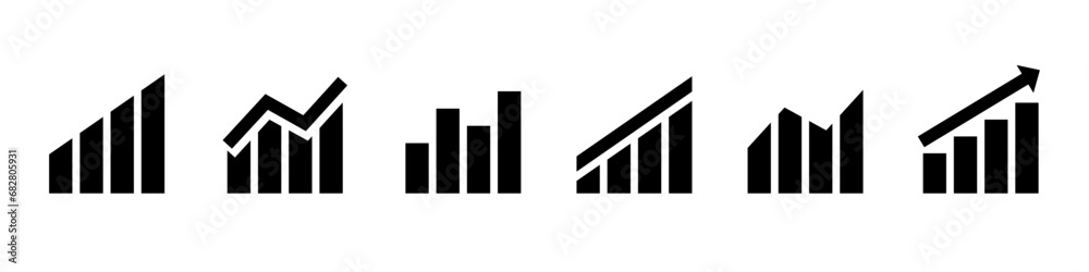 Growing bar graph icon in black. Profit, trend, increase diagram symbols. Growths chart, profit growing, growth success, chart increase icons. Growing graph set Growing bar graph icon in black. Profit, trend, increase diagram symbols. Growths chart, profit growing, growth success, chart increase icons. Growing graph set