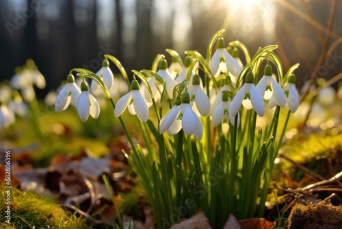 Snowdrops on a sunny spring day