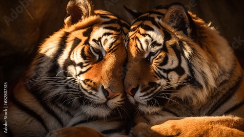 Emo    o animal   capturando o abra  o terno de casal de tigres 