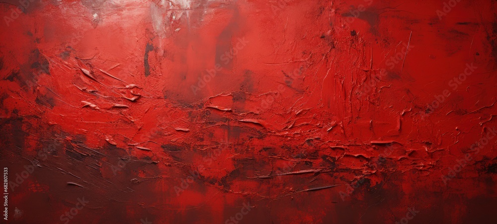 Vibrant Red Canvas Painting with Depth and Energy