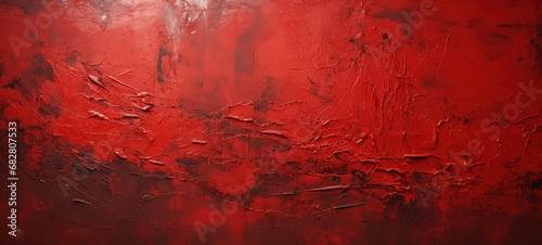 Vibrant Red Canvas Painting with Depth and Energy