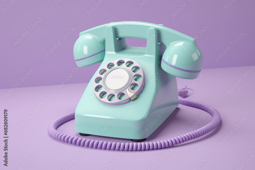 Retro telephone on purple background Retro telephone on purple background