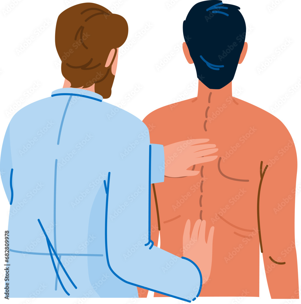 Fototapeta premium treatment chiropractors spinal health vector. doctor back, orthopedic scoliosis, massage physiotherapy treatment chiropractors spinal health character. people flat cartoon illustration