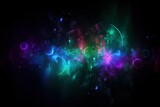 Abstract background featuring neon blurred glow, with an overlay of colored light that resembles disco illumination. Generated AI.