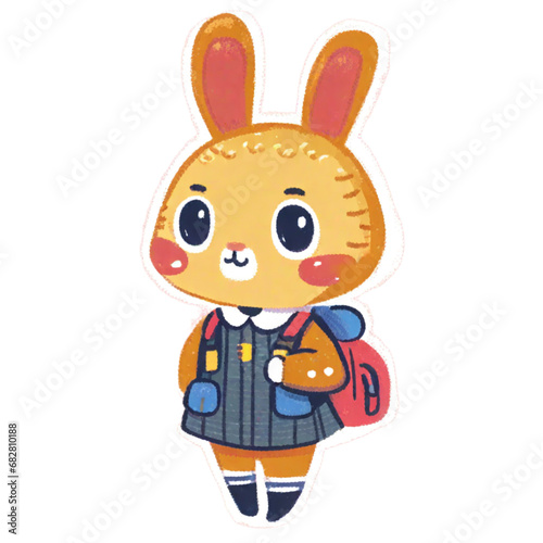 Rabbit going to school