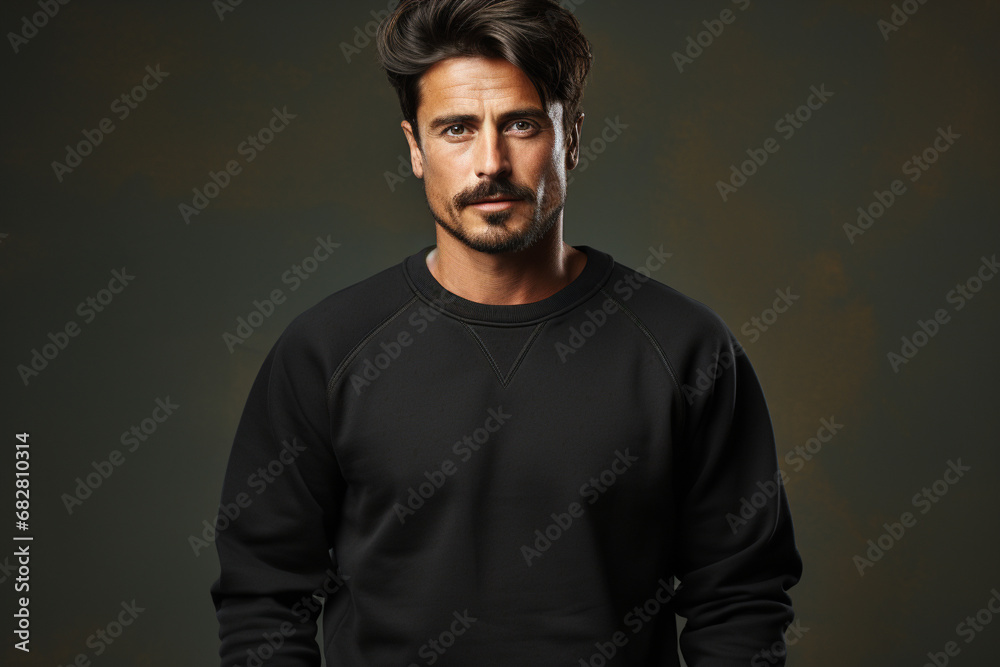  Mockup of a Sweatshirt black with man