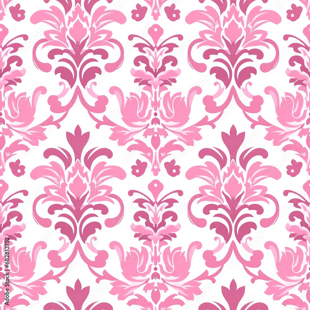 Elegant Damask Whispers: Seamless Antique Pink Wallpaper