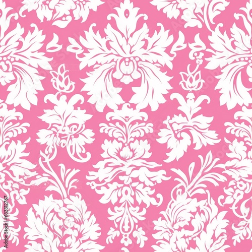 Elegant Damask Whispers: Seamless Antique Pink Wallpaper