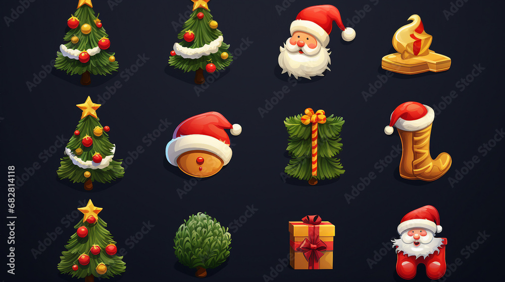 Santa Claus Christmas Icons Set Santa Claus Christmas Icons Set