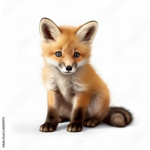 Cute baby fox isolated on white background © Diana