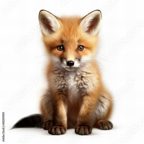 Cute baby fox isolated on white background © Diana